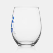 Subtiele elegante naam op kobalt tropisch blad wijnglas zonder voet (Links)