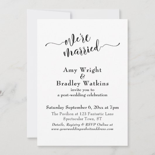 Subtiele Elegante Typografie Huwelijksfeest na de  Kaart (Voorkant)