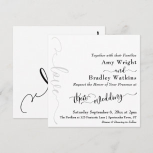Subtiele, elegante typografie zwart op witte bruil kaart
