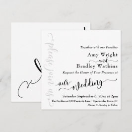 Subtiele Elegante Typografie Zwart op Witte Trouw  Kaart