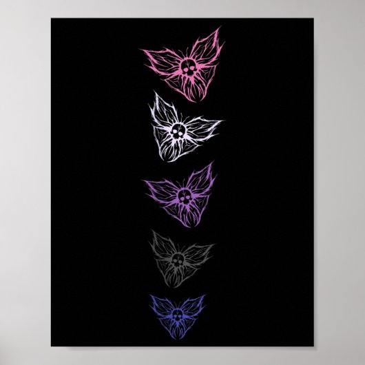 Subtiele Genderfluid Pride Goth Vlinder, Non Binai Poster (Voorkant)