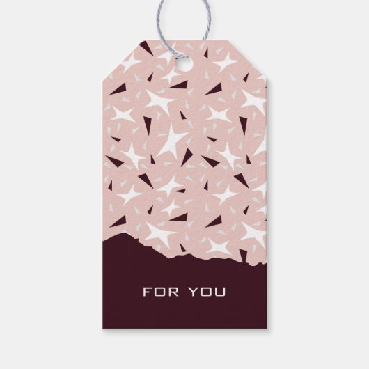 Subtiele Geometrie: Sterren & Driehoeken – Roze Cadeaulabel (Voorkant)