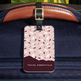 Subtiele geometrie: sterren en driehoeken – Roze Bagagelabel