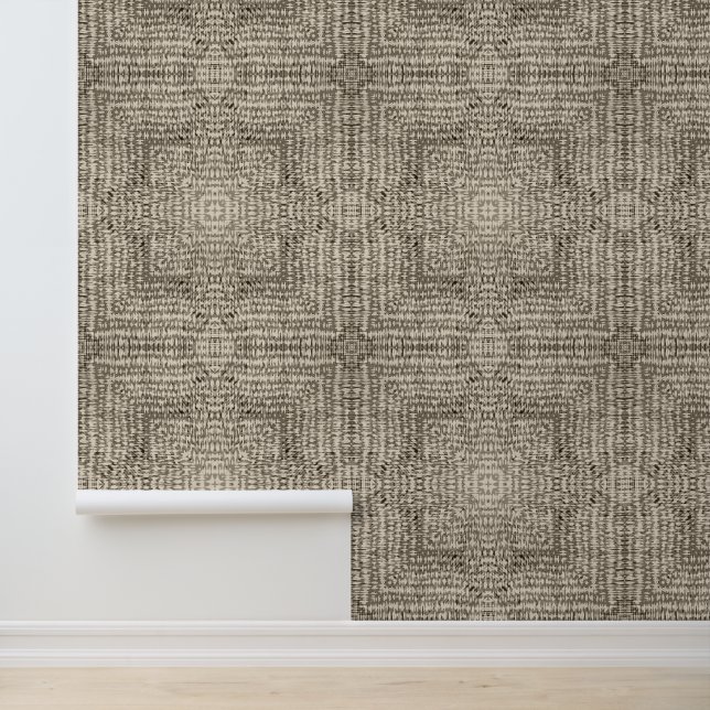Subtiele geometrische symmetrie Neutrale beige ton Behang (Applicatie)