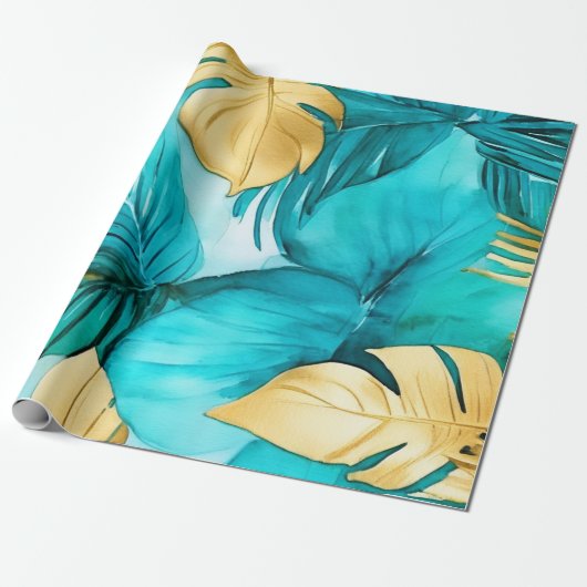 Subtiele gouden accenten Waterverf ontwerp Cadeaupapier (Uitgerold)