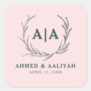Subtiele Gratie Blush & Leigrijze Islamitische Tro Vierkante Sticker