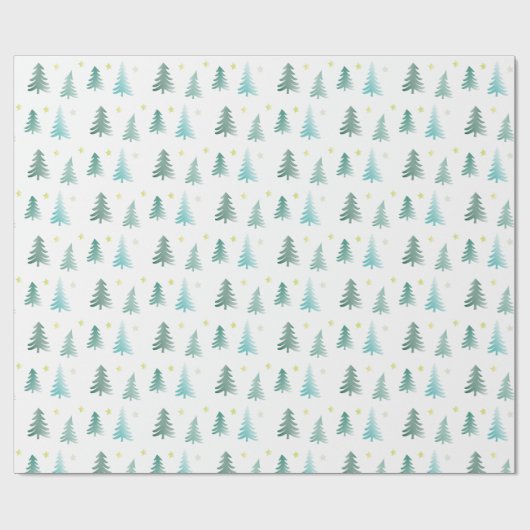 Subtiele groene bomen Kerstmis Cadeaupapier (Vlak)