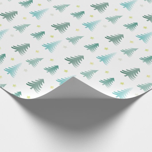 Subtiele groene bomen Kerstmis Cadeaupapier (Hoek)