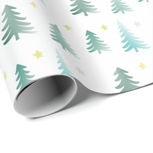 Subtiele groene bomen Kerstmis Cadeaupapier (Rol Hoek)