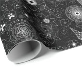 Subtiele Hedendaagse Bloemen Zwart & Wit Patroon Cadeaupapier (Rol Hoek)
