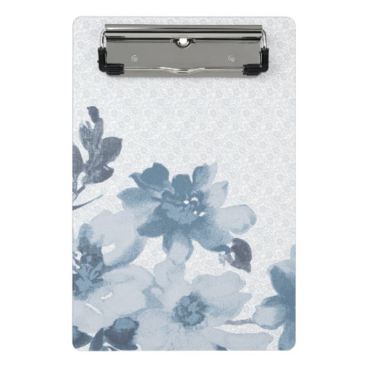 Subtiele Indigo Bloom – Zachte Elegantie van Kraal Mini Klembord (Voorkant)