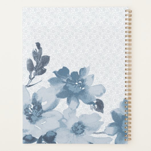 Subtiele Indigo Bloom – Zachte Elegantie van Kraal Planner (Achterkant)