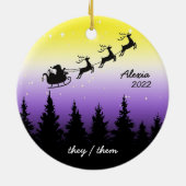 subtiele kerstfeestelijke trots keramisch ornament (Achterkant)