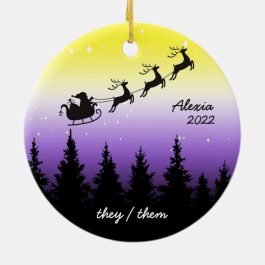 subtiele kerstfeestelijke trots keramisch ornament (Achterkant)