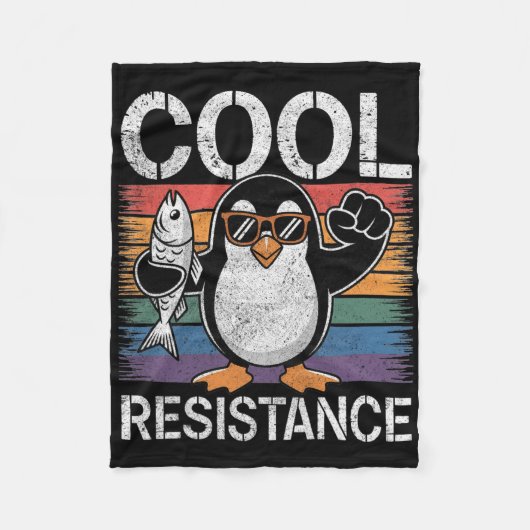 Subtiele koele weerstand Penguin Tarieven Protest  Fleece Deken (Voorkant)