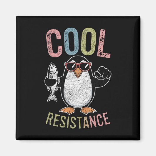 Subtiele koele weerstand Penguin Tarieven Protest Magneet (Voorkant)