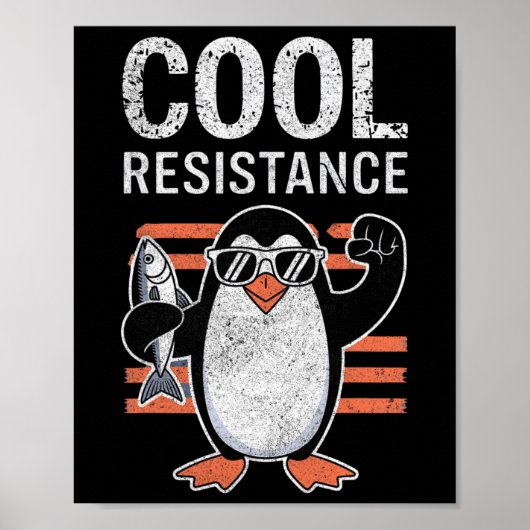 Subtiele koele weerstand Penguin Tarieven Protest Poster (Voorkant)