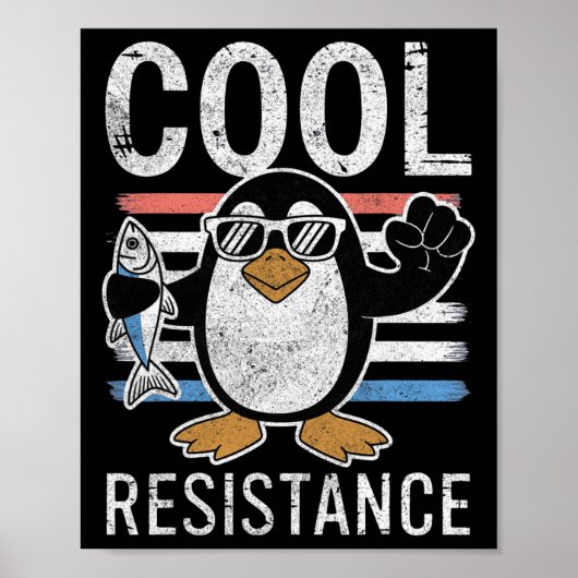 Subtiele koele weerstand Penguin Tarieven Protest Poster (Voorkant)