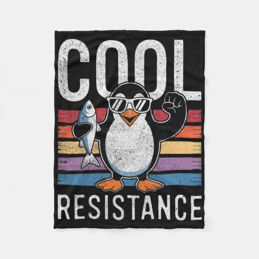 Subtiele Koele Weerstand Pinguïn Tarieven Protest Fleece Deken (Voorkant)
