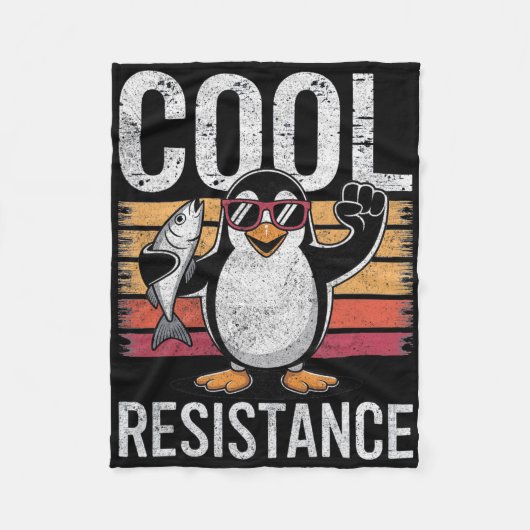 Subtiele Koele Weerstand Pinguïn Tarieven Protest Fleece Deken (Voorkant)