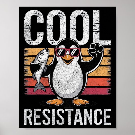 Subtiele Koele Weerstand Pinguïn Tarieven Protest Poster (Voorkant)