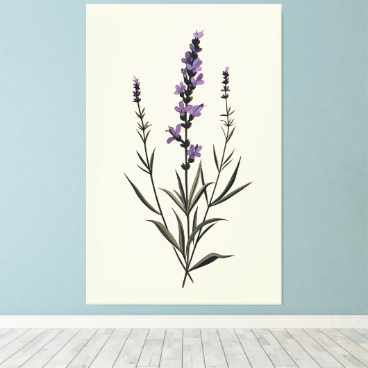 Subtiele Lavendel Sprig op Ivory Canvas (Insitu (Houten vloer))