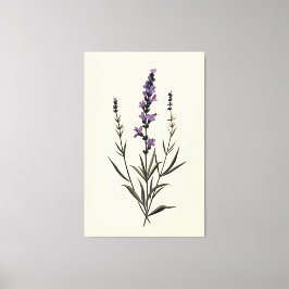 Subtiele Lavendel Sprig op Ivory Canvas Afdruk