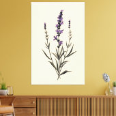 Subtiele Lavendel Sprig op Ivory Canvas Afdruk (Insitu (Woonkamer))