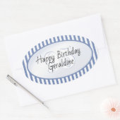 Subtiele Leeftijd Blauw/Wit Eenvoudige Stripes Pat Ovale Sticker (Envelop)