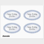 Subtiele Leeftijd Blauw/Wit Eenvoudige Stripes Pat Ovale Sticker (Vel)