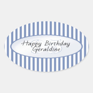 Subtiele Leeftijd Blauw/Wit Eenvoudige Stripes Pat Ovale Sticker