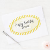 Subtiele Leeftijd Geel/Wit Eenvoudige Stripes Patr Ovale Sticker (Envelop)