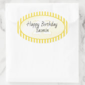 Subtiele Leeftijd Geel/Wit Eenvoudige Stripes Patr Ovale Sticker (Tas)