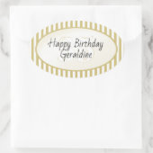 Subtiele Leeftijd Goud/Wit Eenvoudige Stripes Patr Ovale Sticker (Tas)