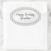 Subtiele Leeftijd Grijs/Wit Eenvoudige Stripes Pat Ovale Sticker (Tas)