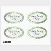 Subtiele Leeftijd Groen/Wit Eenvoudige Stripes Pat Ovale Sticker (Vel)