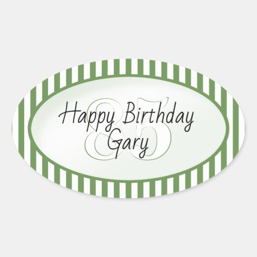 Subtiele Leeftijd Groen/Wit Eenvoudige Stripes Pat Ovale Sticker (Voorkant)