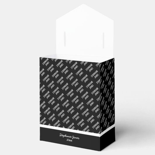 Subtiele Leeftijd Jouw naam Tekstpatroon - Zwart/W Bedankdoosjes (Geopend)