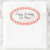 Subtiele Leeftijd Koraal/Wit Eenvoudige Strepen Pa Ovale Sticker (Tas)