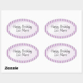 Subtiele Leeftijd Lavendel/Witte Eenvoudige Strepe Ovale Sticker (Vel)