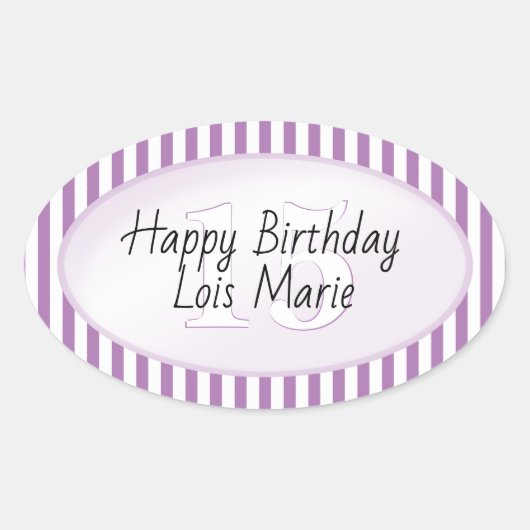 Subtiele Leeftijd Lavendel/Witte Eenvoudige Strepe Ovale Sticker (Voorkant)