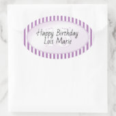 Subtiele Leeftijd Lavendel/Witte Eenvoudige Strepe Ovale Sticker (Tas)