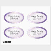 Subtiele Leeftijd Paarse/Witte Eenvoudige Streepje Ovale Sticker (Vel)