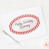 Subtiele Leeftijd Rood/Wit Eenvoudige Stripes Patr Ovale Sticker (Envelop)