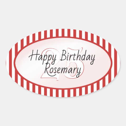 Subtiele Leeftijd Rood/Wit Eenvoudige Stripes Patr Ovale Sticker (Voorkant)