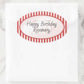 Subtiele Leeftijd Rood/Wit Eenvoudige Stripes Patr Ovale Sticker (Tas)