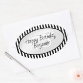 Subtiele Leeftijd Zwart/Wit Eenvoudige Stripes Pat Ovale Sticker (Envelop)