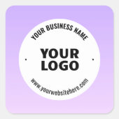Subtiele lichte Paarse Ombre & uw zakelijke Logo Vierkante Sticker (Voorkant)