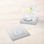 Subtiele lichtgrijze verloop achternaam monogram kartonnen onderzetters (Insitu)