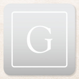 Subtiele lichtgrijze verloop achternaam monogram kartonnen onderzetters